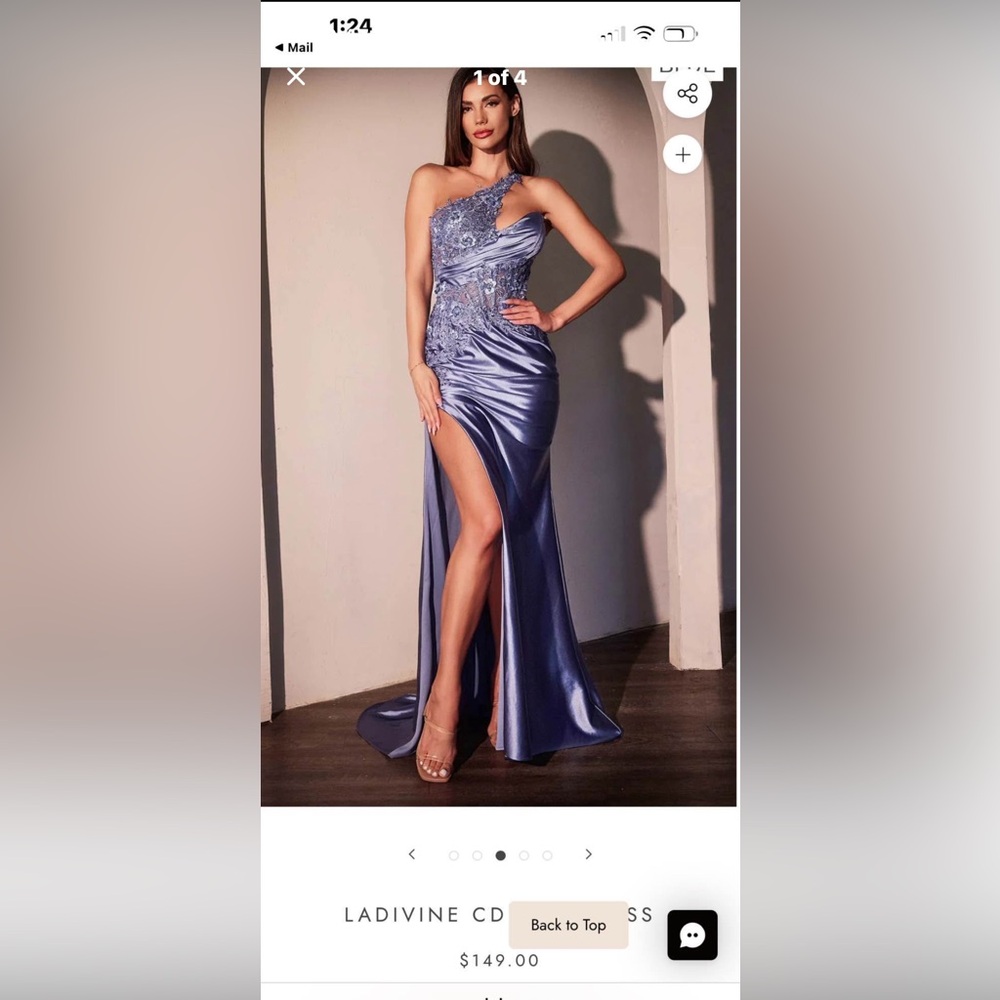 Sleek Satin Evening Dress in Blue
